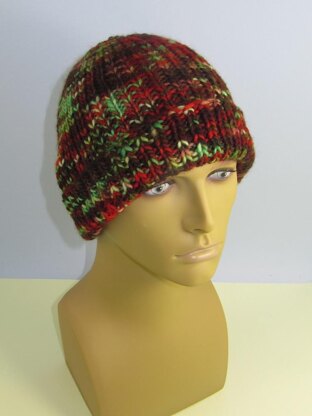 Chunky Self Striping All Rib Beanie Hat