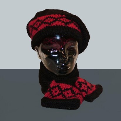 Hot Scotch Slouch Hat and Scarf - knitting pattern