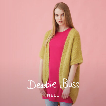 Curved Edge Cardigan - Knitting Pattern For Women in Debbie Bliss Nell by Debbie Bliss