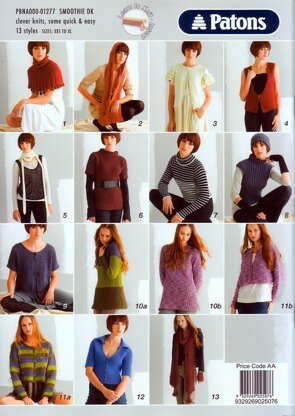 Patons 13 Styles in Smoothie DK Book - 1277
