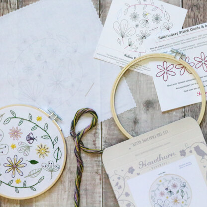 Hawthorn Handmade Wildflower Meadow Contemporary Printed Embroidery Kit - 16cm