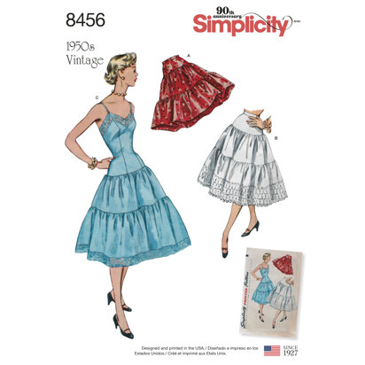 Simplicity 8456 Women's Vintage Petticoat and Slip - Sewing Pattern