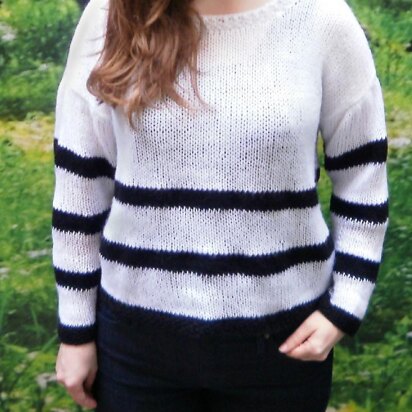 Sheer knit striped sweater