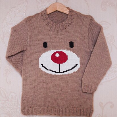 Intarsia - Rudolph Face Chart - Childrens Sweater - knitting pattern