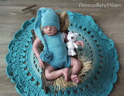 Turquoise Gnome Romper and Cap