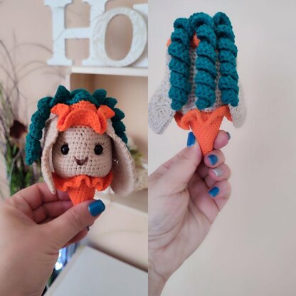 Bunny crochet rattle baby toy