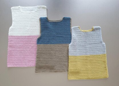 Colour Block Crochet Tank Top for Boys