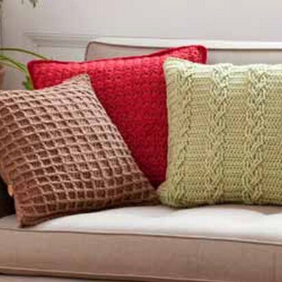 Textured Pillow Trio in Red Heart Soft Solids - LW3068