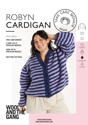 Robyn Cardigan in Wool and the Gang Take Care Mohair - V482604261 - Downloadable PDF