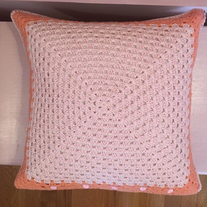 Peach Flower Granny Square Pillow