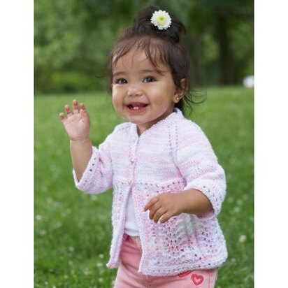 Pretty Kiddy Cardigan in Bernat Baby Coordinates Ombres