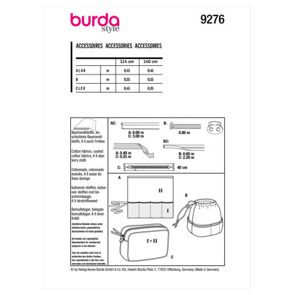 Burda Style Bathroom Accessories B9276 - Paper Pattern, Size ONE SIZE