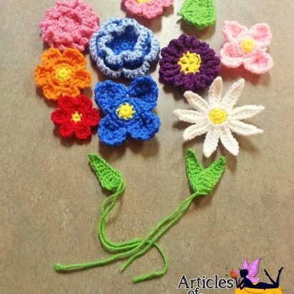 9 assorted flower and 3 assorted leaf appliques
