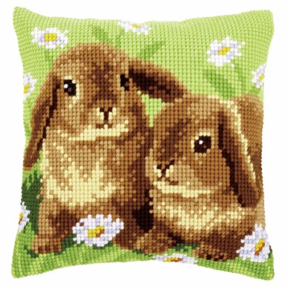 Vervaco Cross Stitch Kit: Cushion: Two Rabbits - 40 x 40cm