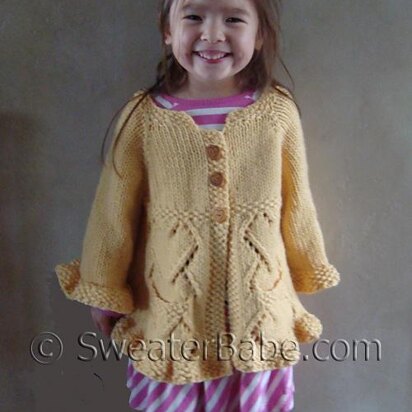 #108 Girl's Ruffled Top-Down Cardigan