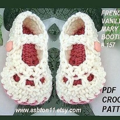 French Vanilla Mary Jane Booties | Crochet Pattern 157