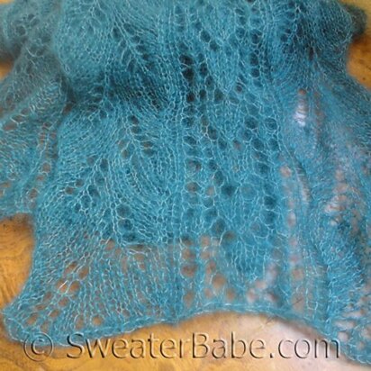 #169 Snowdrops and Curved Leaf Lace Scarf