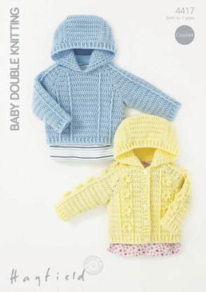 Crochet Textured Jumper and Cardigan in Hayfield Baby DK - 4417