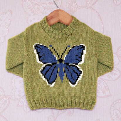 Intarsia - Holy Blue Butterfly Chart - Childrens Sweater