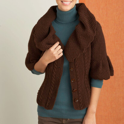 Dressmaker Detail Cardigan in Lion Brand Wool-Ease - 70567AD