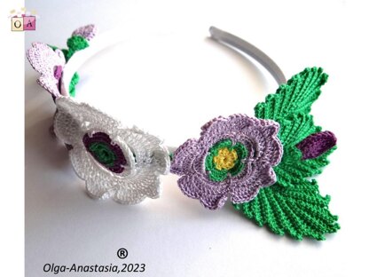 Headband with flowers crochet