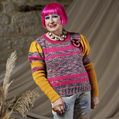 Bridie Striped Jumper with Long Puff Sleeves in West Yorkshire Spinners ColourLab - DBP0195  - Downloadable PDF