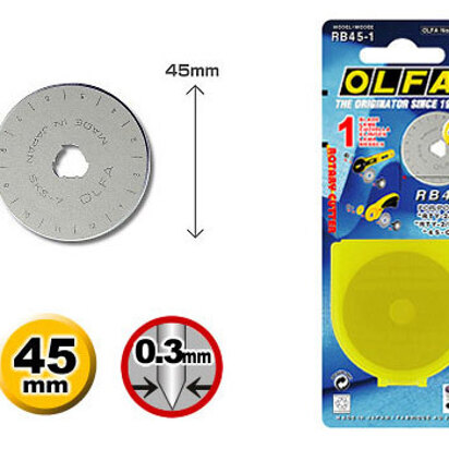 Olfa 45mm Straight Edge Rotary Blade, 1-pack (RB45-1)"