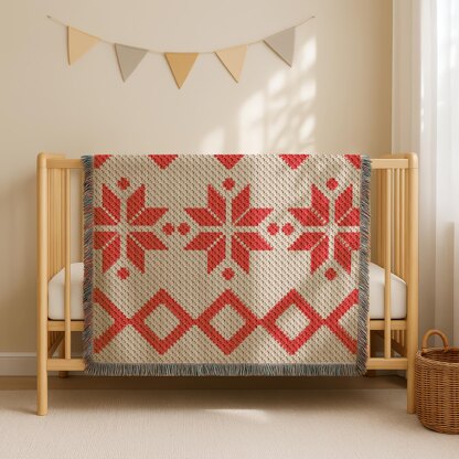Christmas Blanket X-Mas Ornament Throw Red Graphgan C2C CROCHET PATTERN