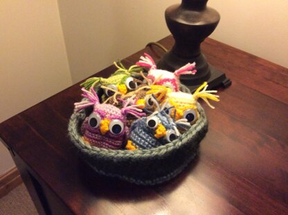 Owls in a basket