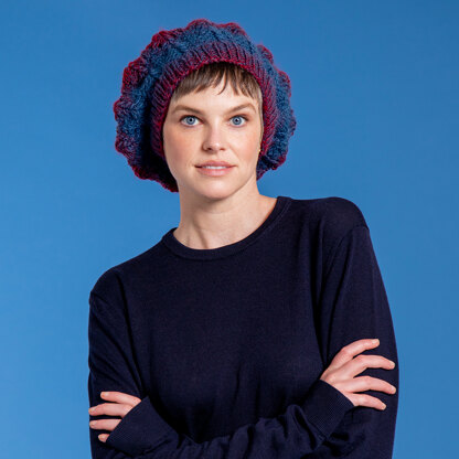 The Artist's Beret & Scarf - Free Knitting Pattern for Women in Paintbox Yarns Ombré Aran Wool Touch