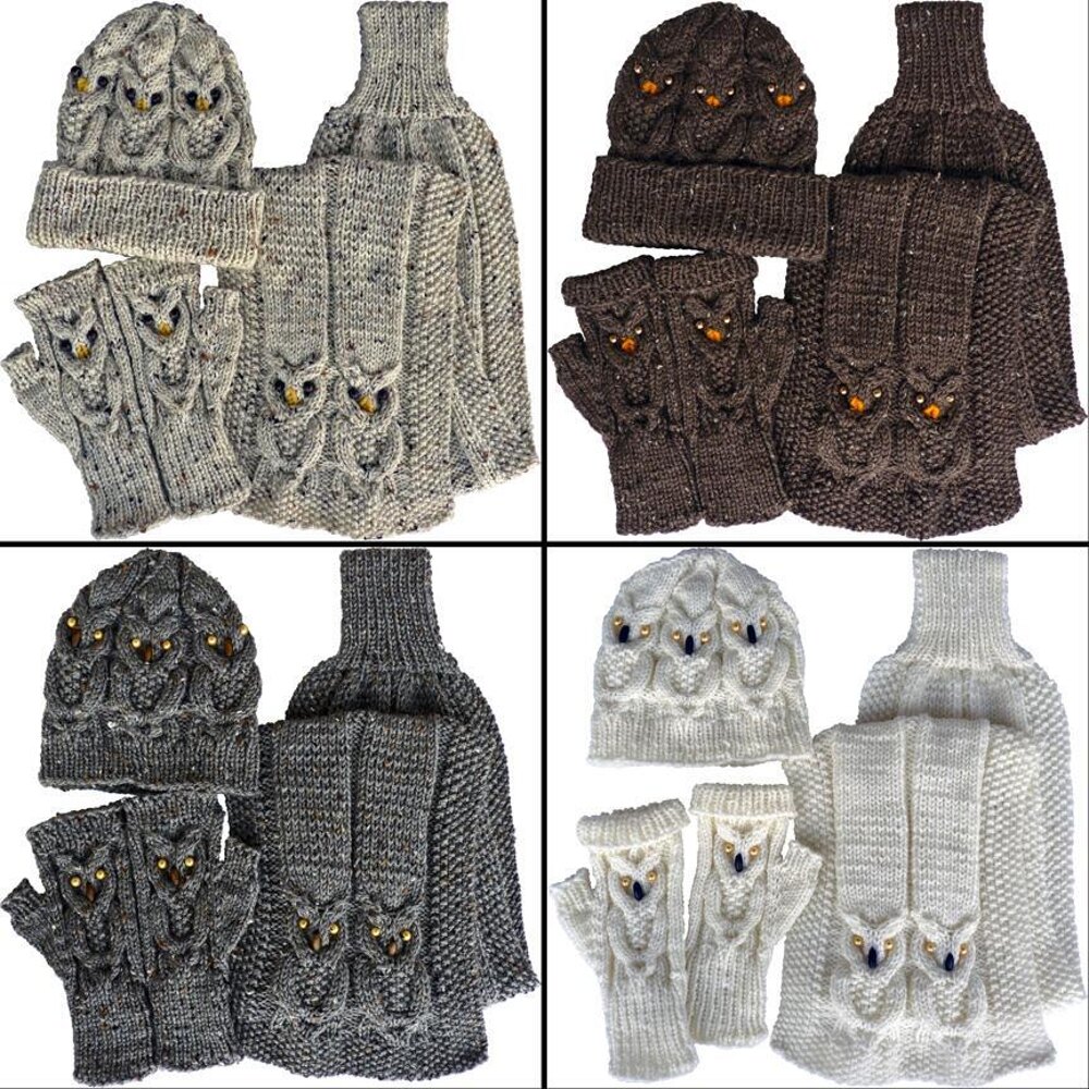 OWL Gloves, Hat Scarf Knitting pattern by KittyKnits LoveCrafts