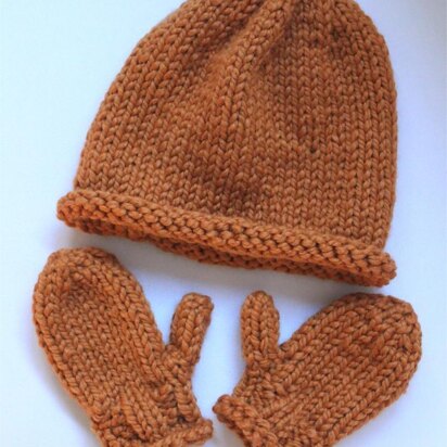 Beanie Hat and Mitten Set