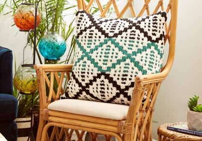 Knit Diamond Mosaic Cushion Cover in Bernat Blanket - Downloadable PDF