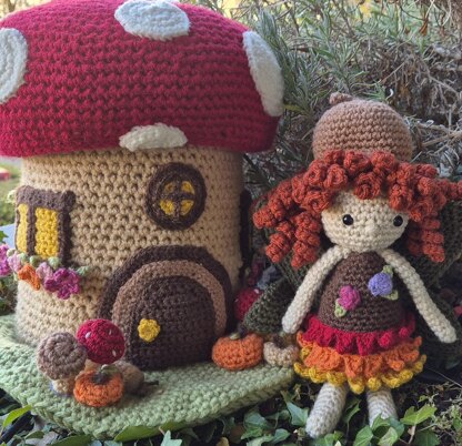 Mushroom House Home Autumn Fall Fairy Crochet Amigurumi