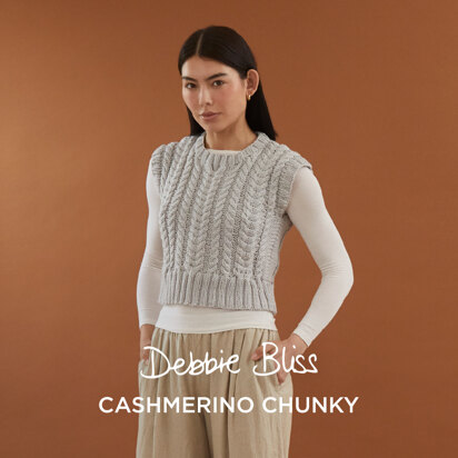 Freya - Slipover Knitting Pattern for Women in Debbie Bliss Cashmerino Chunky - knitting pattern