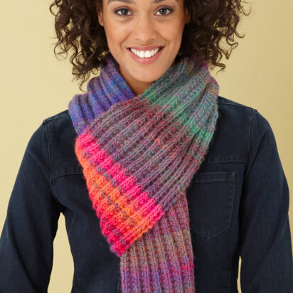 Red Heart Color Block Shaker Rib Knit Scarf Pattern