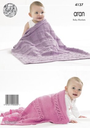 Blankets in King Cole Big Value Recycled Cotton Aran - 4137 - Downloadable PDF