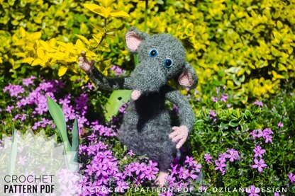 Crochet Pattern Macaroni the rat aninal Amigurumi toy