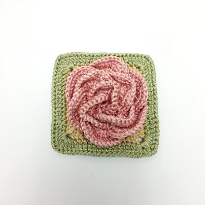 3D Rose Flower Granny Square