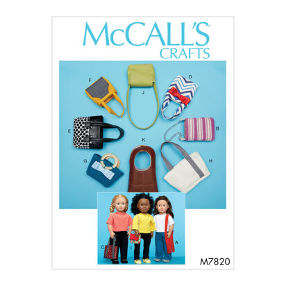 McCall's Bags For 18 Dolls M7820 - Paper Pattern All Sizes In One Envelope