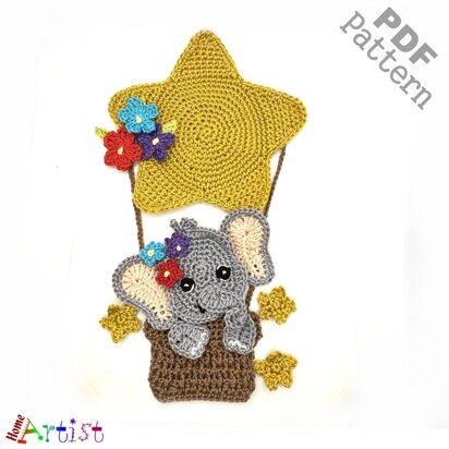 Elephant Balloon crochet applique pattern