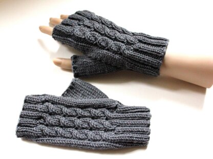 Amberley Fingerless Gloves -knitted on 2 straights