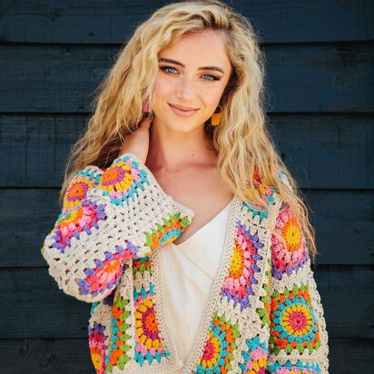 Mandala Cropped Granny Square Cardigan