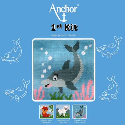 Anchor 1st Kit - Dolphin Waves Tapestry Kit - 15cm x 15cm