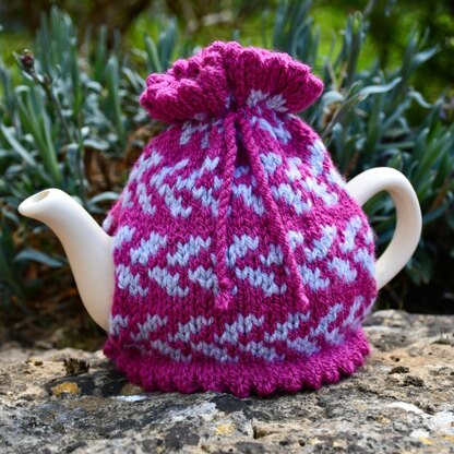 Boysenberry Fair Isle 2 Cup Teapot Cosy Knitting Pattern