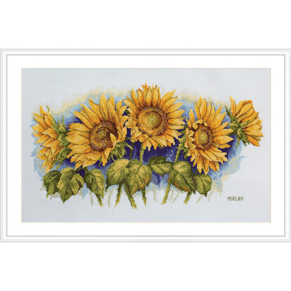 Merejka Bright Sunflowers Cross Stitch Kit - 43cm x 24cm