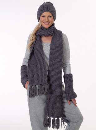 Arm Warmers, Scarf & Bobble Cap in Rico Essentials Big - 045