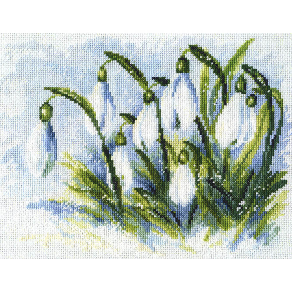 RTO Kreuzstichset „Erster Schnee“ – 22x33 Cm, Aida 14 Stoff, DMC Garne, Inkl. Nadel & Anleitung