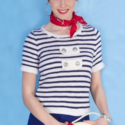 Women's Striped Sailor Top in Caron Simply Soft - Downloadable PDF