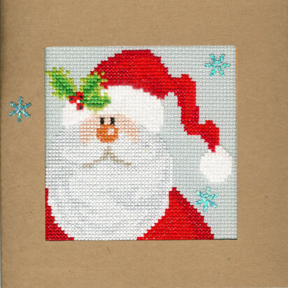 Bothy Threads Snowy Santa Christmas Card Cross Stitch Kit - 10cm x 10cm